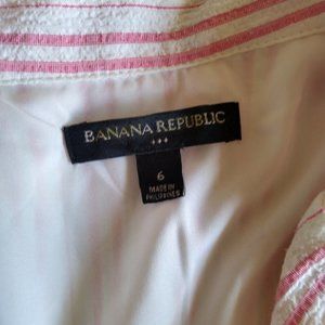 Banana Republic Pink and White Striped Button Up Dress